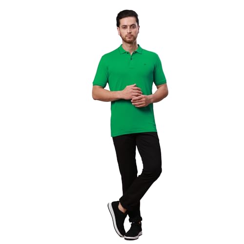 Image of Raymond Contemporary Fit Pure Cotton Solid Pattern Polo Neck Casual T-Shirt