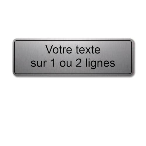 Plaque gravée personnalisée 1 ou 2 lignes 13x4cm autocollante Alu Brossé