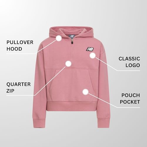 New Balance Girls Quarter Zip Up Hoodie – Soft Cotton Blended Fleece Active Youth Pullover Sweatshirt, Lined Hood - Image 6