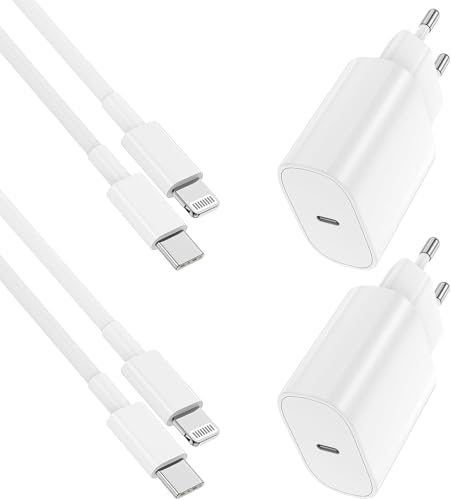 2Pack Schnellladegerät 2M, 20W USB C Ladegerät mit Ladekabel 2M Original,Type C ladestecker,Power Adapter Netzteil mit 6ft Lightning Kabel für Apple iPhone 13/12/11/14 Pro Max/X/XR/XS/8/ Mini/iPad