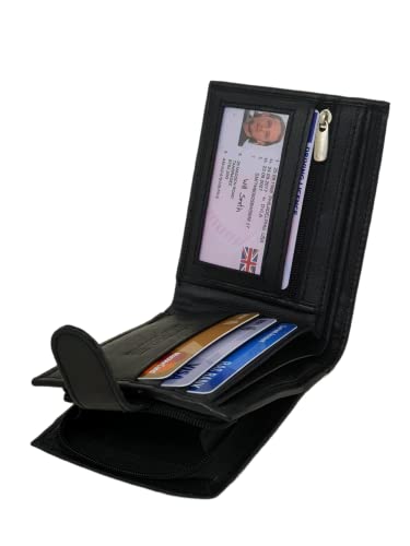 RAS Mens Soft Smooth Genuine Leather Wallet with External Zipper Coin Pocket 42 Black - Image 5
