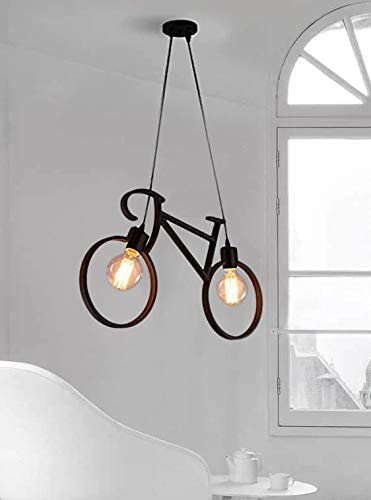 Image of Vintage Black Metallic Hanging Pendant Ceiling Lamp, for Bedroom, Living Room, Hotel, Cafe, Balcony Decor (Cycle Hanging LAMP)