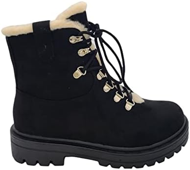 Soda Women’s Lug Sole Low Heel Lace up w/Side Zipper Fashion Ankle Bootie Biscuit-s Black Su 9 | Image 4