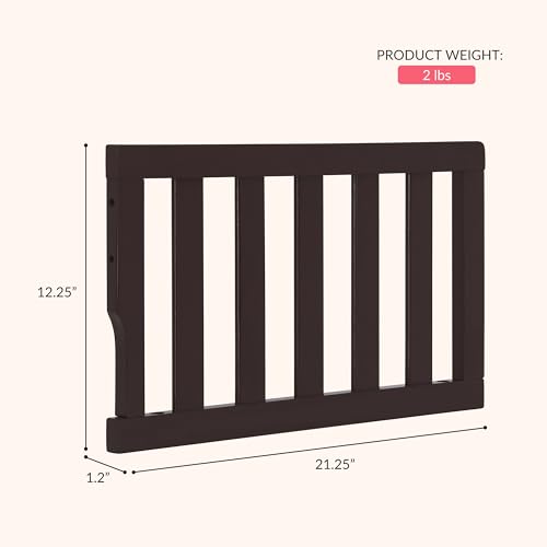 Image of Dream On Me Toddler Guard Rail for Convertible Crib, Solid Wood Bed Rail for Toddler Bed Conversion, Chocolate