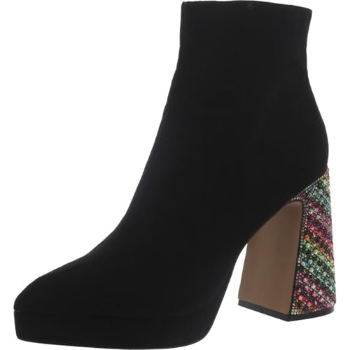 Betsey Johnson Womens Raylan Zipper Metallic Ankle Boots