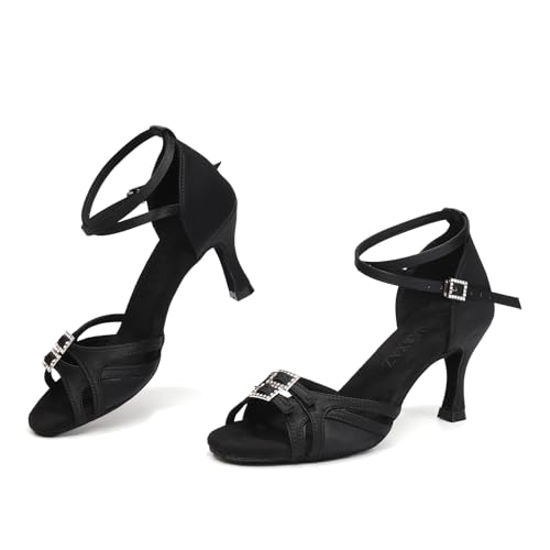 Women's Latin Ballroom Dance Shoes Satin Salsa Professiona Dance Shoes Suede Sole3