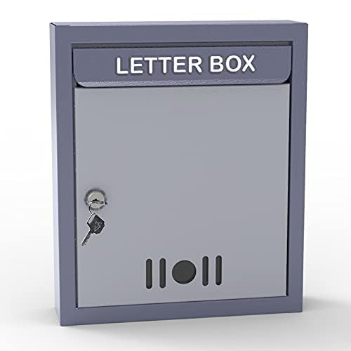 HaveIt® Multipurpose Steel Metal Letter Box/Post Box for Gate Home and Office with Lock Table Top or Wall Mount (Grey)-picture-24