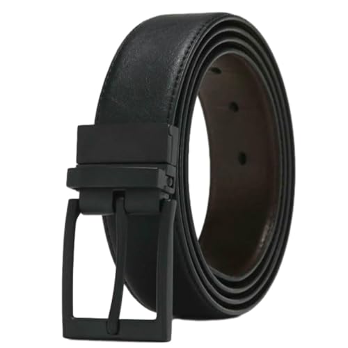 Men'S Business Formal Belt Double-Sided Use With Pin Buckle Rotatable Punched Casual Pants Belt