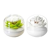 Dofover 2 Pack Creative Lotus Cotton Swab Holder Q-Tips Toothpicks Holder Table Decorate Cotton Bud Storage Box Organizer