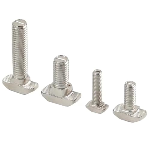 Image of M8 x 25mm Metric Thread T Slot,Drop-in Stud Sliding T-Bolt,Hammer Head Bolt,T Screw Stud for 4040 Series Standard 8mm T-Slot Aluminum Extrusion Profile,Carbon Steel Nickel Plated (40-Series,20 Pcs)
