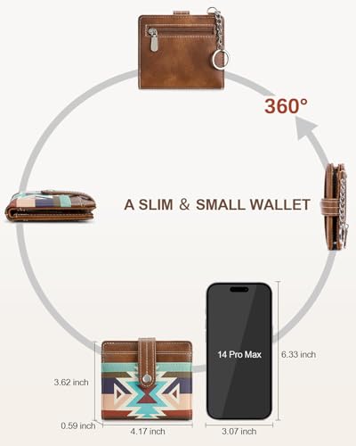 Wallet Women Small Credit Card Holder RFID Bifold Wallets with Zipper Coins Pocket Green3