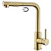 Produktbild Tohlar Wasserhahn Küche Gold, Goldener Küchenamatur Ausziehbar mit Magnet Brause Zwei Strahlarten, Hochdruck Spülarmaturen Küche L-Förmig Gebürstet Gold Edelstahl Mischbatterie Küche 360°Schwenkbar