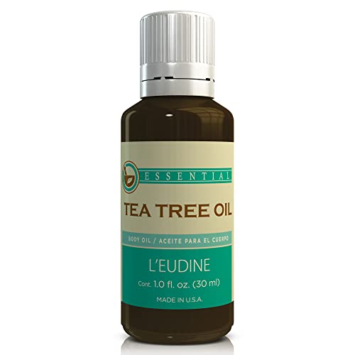 L’EUDINE Tea Tree Oil – 1fl Oz Multipurpose Body Oil for Acne, Toenail Problems, Dandruff, Skin Bites, Lice – Made in USA – All-Natural and Safe Essential Oil – Refreshing on Clothes, Cleaning