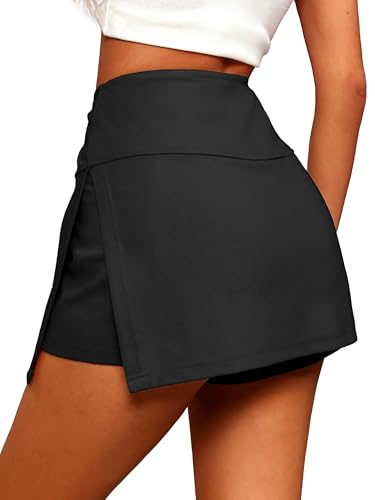 ELLEVEN Y2K Mini Skort with Sexy Side Slits - Women's Stylish Bodycon Skirt with Built-in Shorts & Pocket2