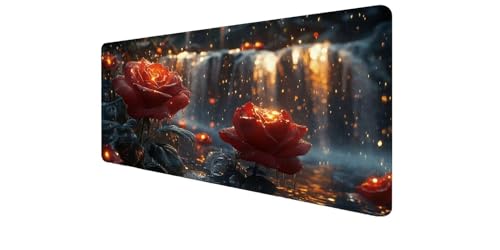 Alfombrilla ratón grande con base antideslizante y bordes cosidos para PC