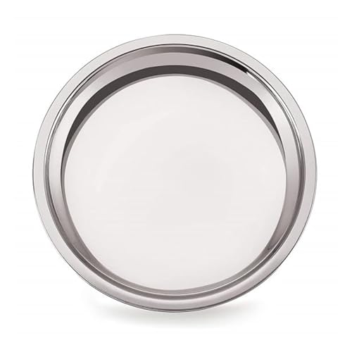 Image of Stainless Steel Atta Parat for Dough Kneading (Medium) | Multipurpose Mixing Parat for Serving, Mixing & Storing | Dough Bowl for Kitchen and Organizing Veggies (Size-15, Diameter- 34 cm)