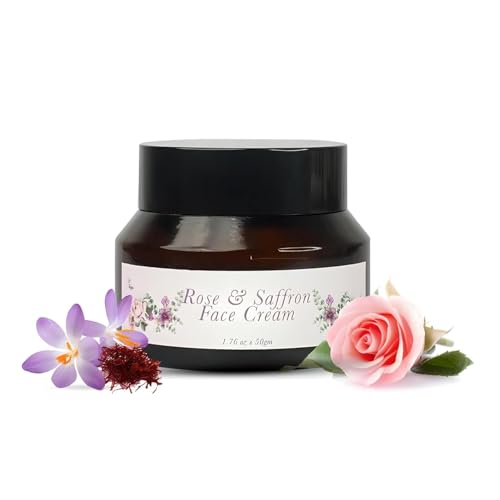 QAADU Rose & Saffron Face Cream | Anti-Aging Moisturizing Cream | Non-Greasy & Lightweight | Glowing Skin & Tan Removal | Natural Ingredients | Face Cream for All Skin Types | 50g