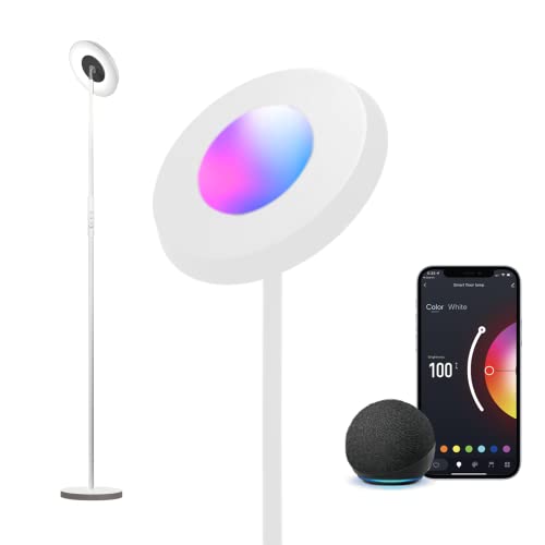 Banord Smart WiFi Floor Lamp, LED Torchiere Floor Lamp Works with Alexa, 24W RGBW Color Changing UpDown Lighting Torchiere Lamp Modern Tall Pole Light Standing Lamp for Bedroom Living Room Lamp White Banord Smart WiFi Floor Lamp, LED Torchiere Floor Lamp Works with Alexa, 24W RGBW Color Changing UpDown Lighting Torchiere Lamp Modern Tall Pole Light Standing Lamp for Bedroom Living Room Lamp White
