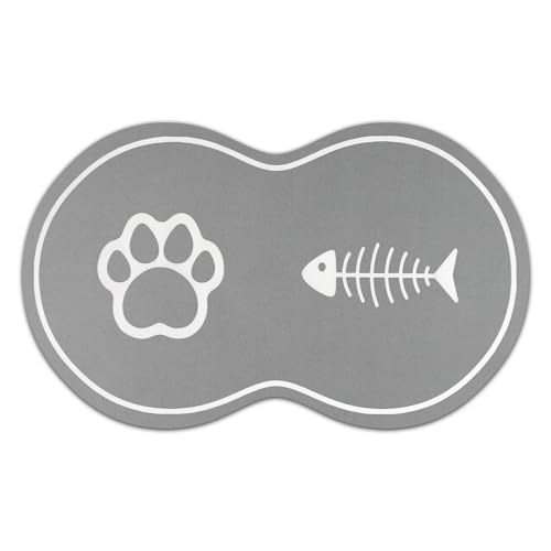 Lurowo Napfunterlage Katzen 60x36 cm, rutschfeste Unterlage Katzennapf, Saugfähigkeit Futtermatte Katze, wasserdicht Katzennapf Unterlage, Unterlagematte für Katzennapf