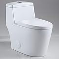 Sarlai One Piece Toilet - Bathroom Toilet Comfort Height Dual Flush Elongated White Ceramic Modern Bathroom One Piece Toilet with Soft Seat, 12" Rough - In, Wax Ring Included