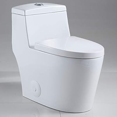 Sarlai One Piece Toilet - Bathroom Toilet Comfort Height Dual Flush Elongated White Ceramic Modern Bathroom One Piece Toilet with Soft Seat, 12" Rough - In, Wax Ring Included