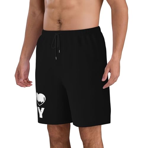 I Love New York Men's Quick-Dry Board Shorts 7" - Swim Trunks Summer Hawaii Beach 7