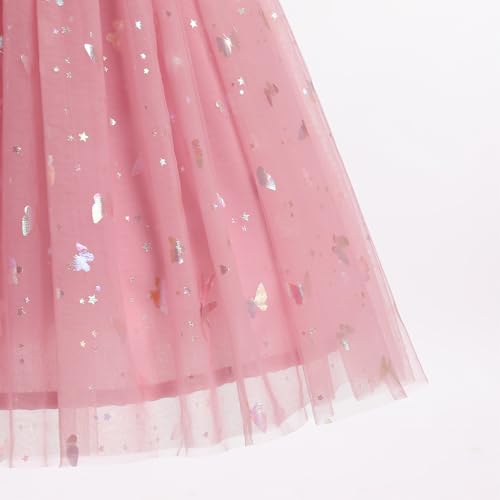 Image of IMEKIS Toddler Kids Girls Butterfly Dress Sparkle Sequins Tulle Wedding Formal Birthday Dresses 2-10T