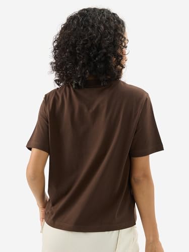Image of The Souled Store Originals: Kindness is Cool Women and Girls Short Sleeve Round Neck Brown Graphic Printed Regular Fit Cotton T-Shirts