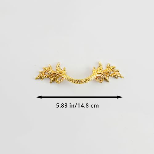 Image of HAORUN 2PCS Zinc Alloy Vintage French Baroque Style Drawer Handles Sturdy Durable (Gold)