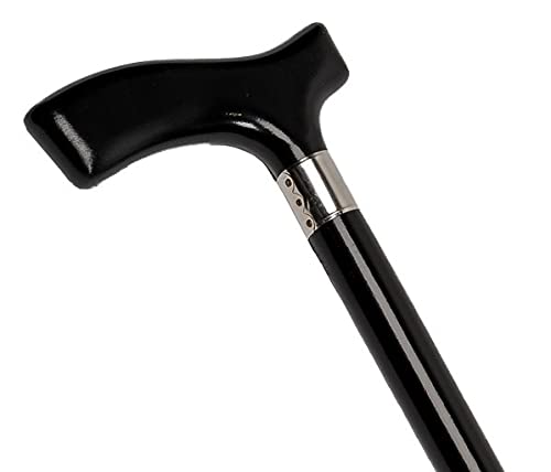 Stock-Fachmann® Gehstock Gehhilfe Aus Buchenholz Mit Fritzgriff Und Verchromtem Schmuckband Am Schaft In Der Farbe Schwarz Oder Rubin Rot Belastbar Bis 100kg Cover