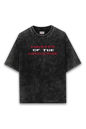 Image of Masters of the Universe Graphic Oversized T-Shirt, Black, Acid Wash, Skull Print