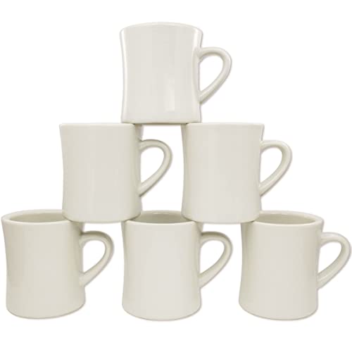 COLETTI Off White Coffee Mugs Set Of 6 – Diner Coffee Mug 11 oz – Mug Set, Stoneware Coffee Mugs, Coffee Cups Ceramic – Diner Coffee Mugs Heavy Retro Style – Dishwasher & Microwave Safe