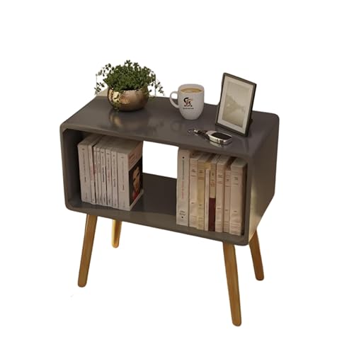 Image of SS Wood Nation Vintage Bookcase Nightstand, Coffee Table, End Table, Bedside Table for Compact Areas, Magazine Stand with Storage, and Living Room /Bedroom (Modern, Grey)