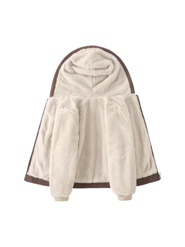 Image of Kids Boys Zip-Up Hooded Sherpa Lined Jacket Fleece Sweatshirts Coat