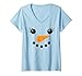 Women's Christmas Snowman Face Eyelashes Cute Xmas Girls Kids Women V-Neck T-Shirt