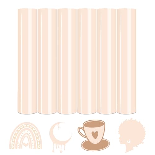 Image of Tintnut Shell Color Heat Transfer Vinyl,6 Pcs 12x10in Iron on Vinyl | Skin Tone PU HTV Sheets,easy cut & weed,stretch washable,works with iron & heat press for fabric crafts