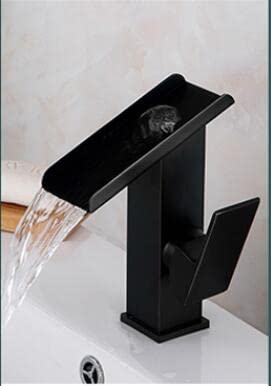Robinet cascade de salle de bains mitigeur noir eau chaude et froide pour vasque en laiton durable