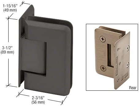 CRL Pinnacle 044 Series Matte Black Wall Mount Offset Back Plate Hinge