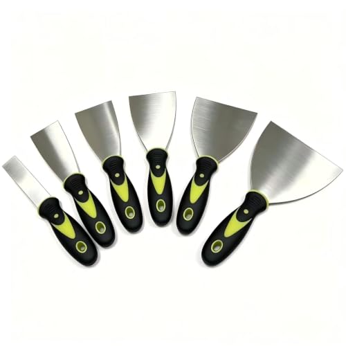 6Pcs Putty Knife Spackle Knife Premium Stainless Steel Paint Scraper Scraper Tool Perfect For Repairing Drywall Removing Wallpaper Mud Plaster Scraping Spackle Knife Set (1 2 2.5 3 4 5