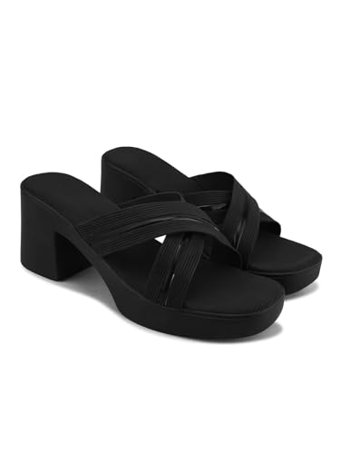 Image of TRYME Women's Stylish Criss-Cross Straps with Gold Accents Slip-on Party Block Heel Sandals