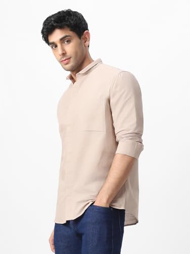 Image of Urbano Fashion Men's Cotton Full Sleeve Regular Fit Casual Solid Shirt with Band Collar