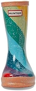 Hunter Little Kids First Classic Diagonal Stripe Giant Glitter Rain Boot, Optimistic Orange, 11 | Image 1