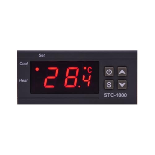Fivetwofive Termostato Digital STC 1000 LED para Incubadora, Controlador de Temperatura, Termorregulador, Relé de Calefacción y Refrigeración, 110 V/220 V