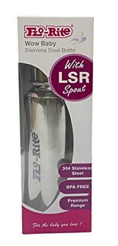Image of Florite Baby 304 Stainless Steel Feeding Bottle with LSR Spout and ML Marking 240 ml