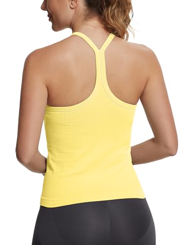 Image of MathCat Seamless Workout Tank Tops with Built in Bra,Racerback Athletic Tank Tops Ribbed Soft Yoga Shirts XS-XL