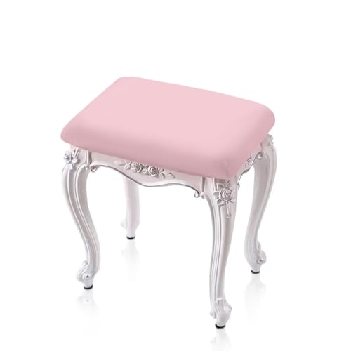 Bivxisrvo Pink 2pcs Rectangle Stool Covers Stretch with Elastic Bar Stool Chair Covers Rectangle Vanity Chair Covers Slipcover Washable Stretch Barstool Covers with Elastic Bands