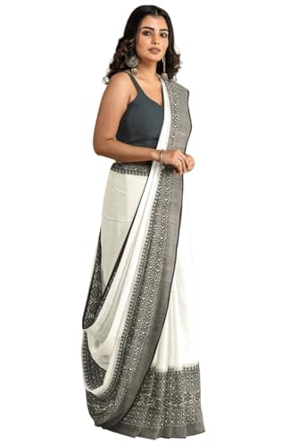 Image of eC ESHA'S COLLECTION Women's Cotton Blend Begumpuri Handloom Saree With Unstitched Running Blouse Piece