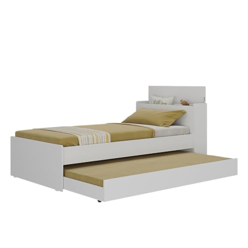 La Mejor Recopilación de Cama Canguro Coppel los más recomendados. 45 AMANTA Muebles | Bicama con Cabecera Baúl | Cama Canguro Esencial Multifuncional con Baúl Cama Doble | Color Blanco
