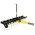 48 Inch Tow Behind Dethatcher, Pull Behind Lawn Dethatcher with 24 Spring Steel Tines, Grass Dethatcher, Removes Thatch, Riding Lawn Tractor for Large Lawns, Yard and Garden Care