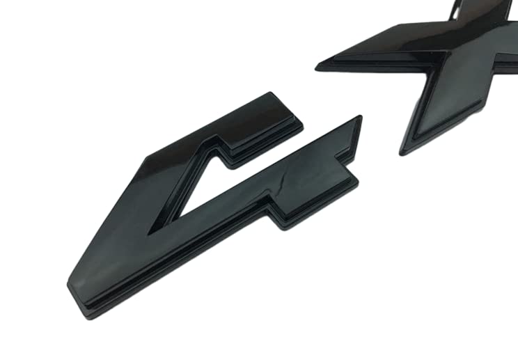 Image of 2pc Black Chrome 4x4 Emblem Badge 3D 4 x 4 Emblem Nameplate Decal Compatible with 1500 2500 3500 Flat Letter 2009-2018